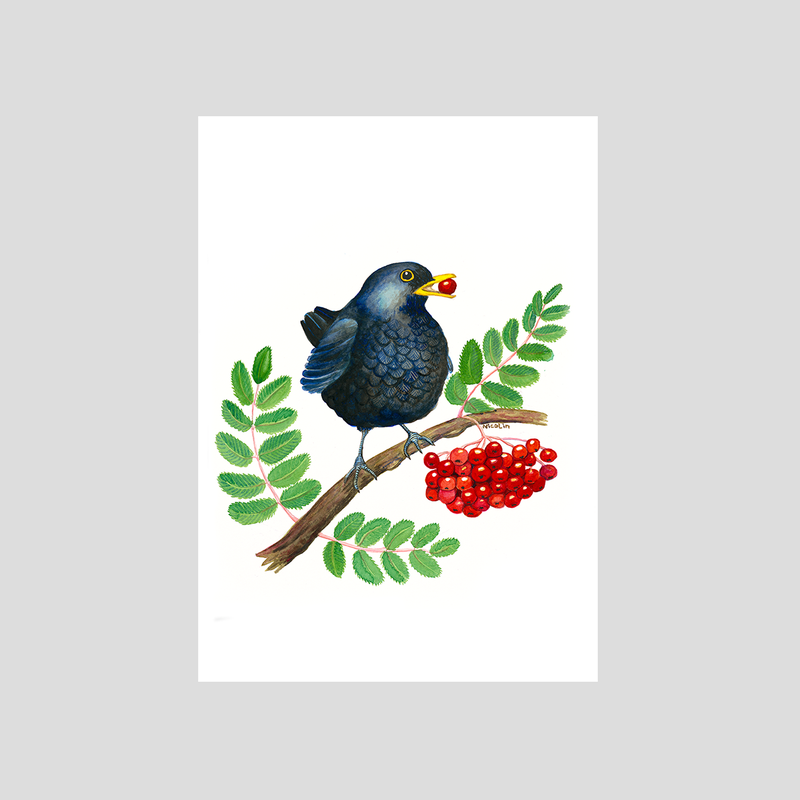 black bird art print