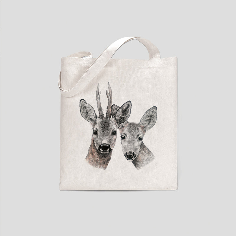 Gustav & Veronika deer couple tote bag