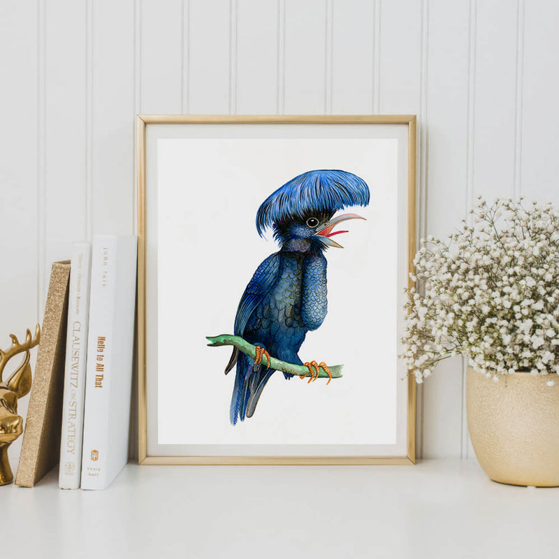 umbrella bird art print