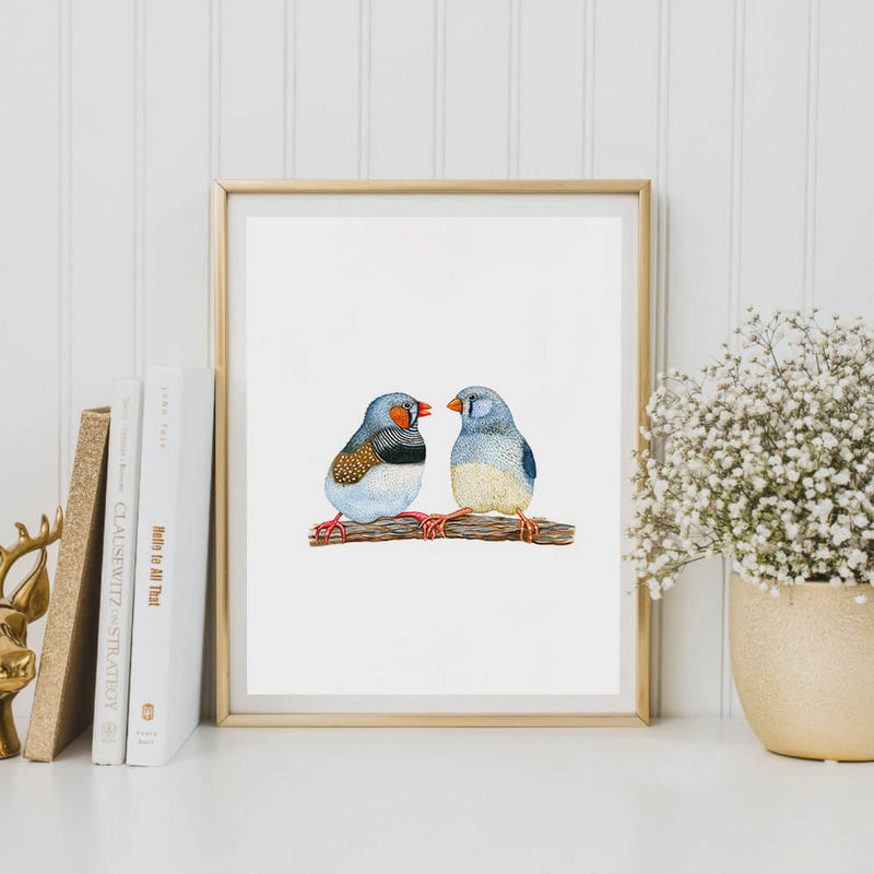 two blue birds art print