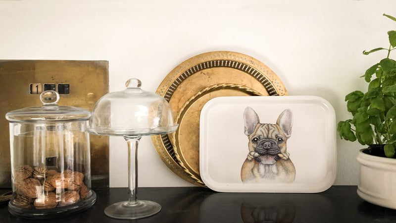 french bulldog print on tray